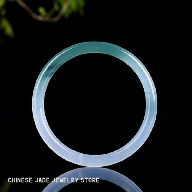 

.Quality Superior Natural Ice Jadeite Circular Bar Hand Polished Bracelet M1141