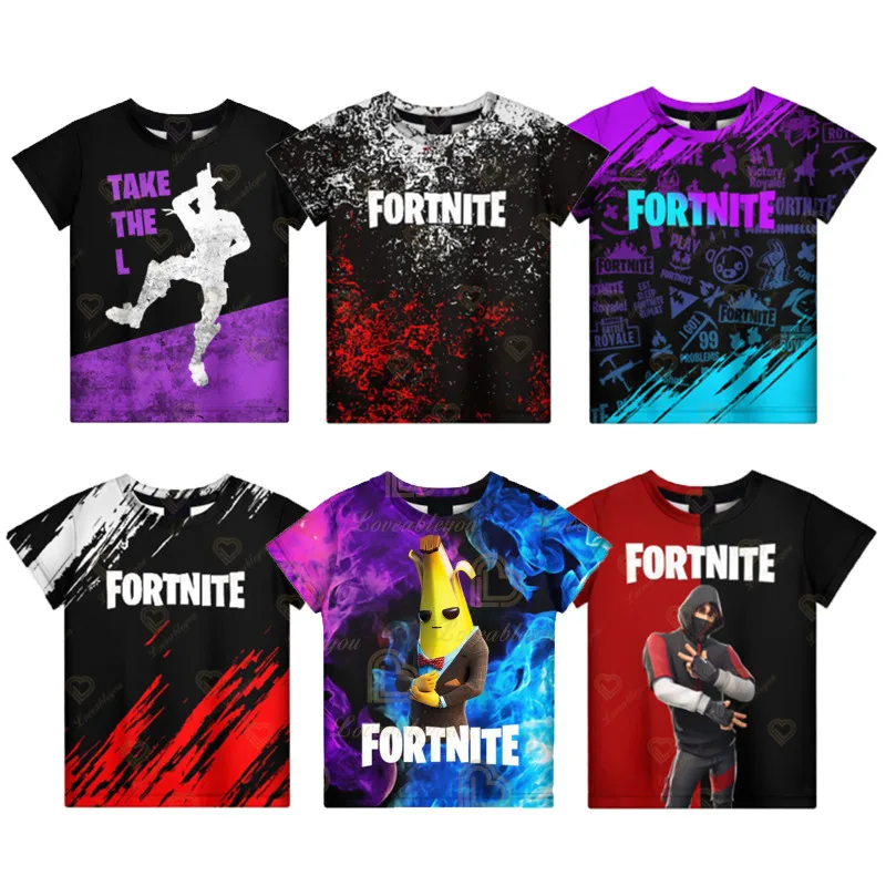 Футболка Fortnites детская с цифровым 3D принтом свободная рубашка коротким рукавом