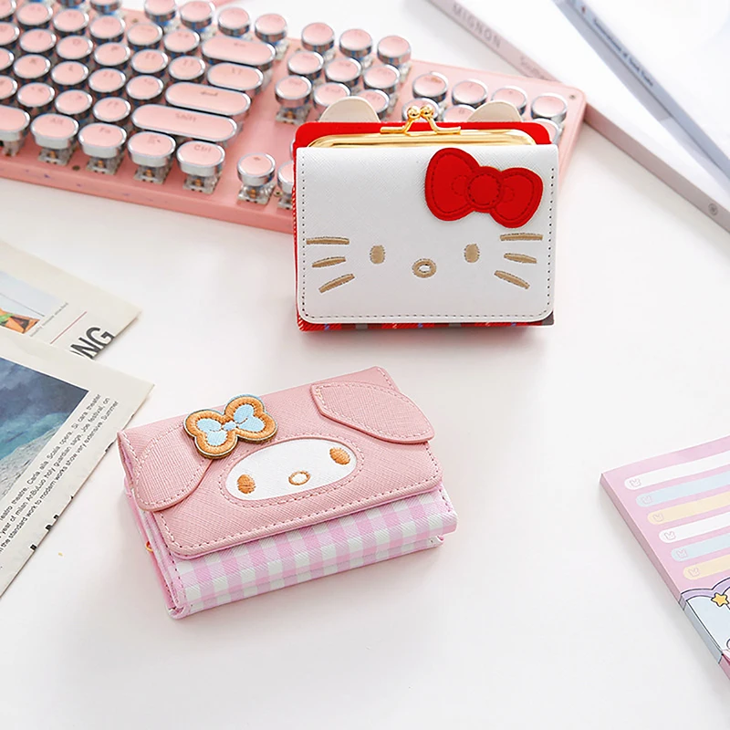 

Женская сумка Kawaii Корица My Melody Kuromi, повседневный Модный кошелек из искусственной кожи, Милые складные сумки для карт, подарки на день рождения