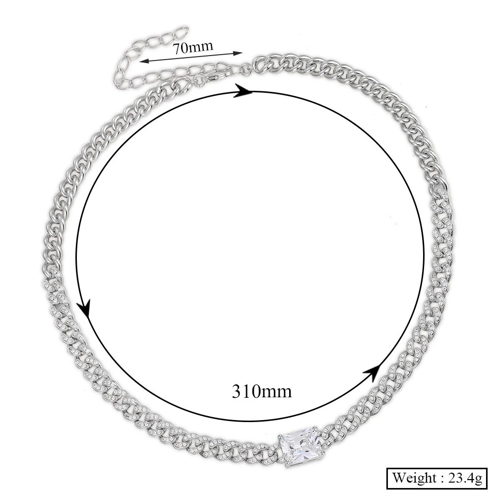 Siscathy Trend Cuban Chain Thick Chain Necklaces Zirconia Necklaces For Women Accessories On The Neck Party Jewelry Girl Gifts