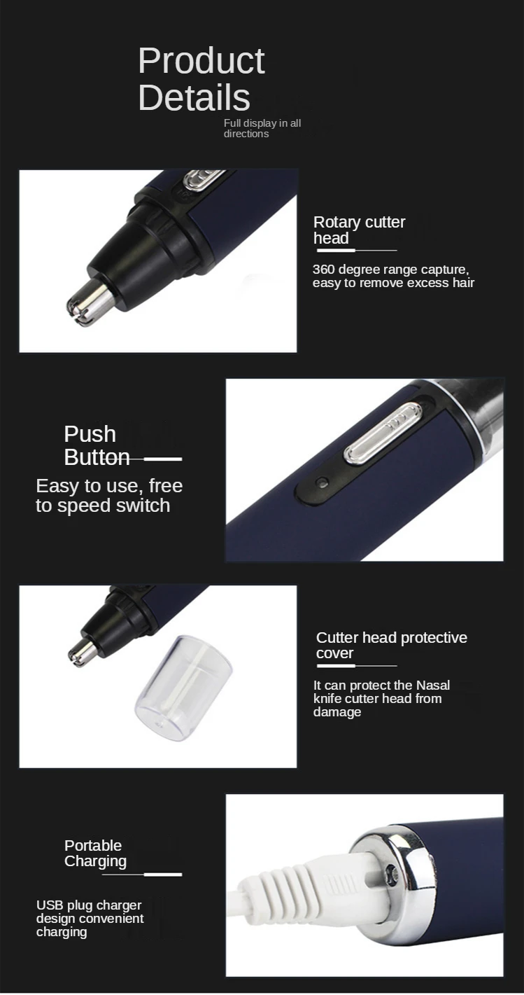 Ear Nose Hair Trimmer Men's Rechargeable Electric Shaver Trimmer Rechargeable Nose Hair Trimmer Electric Removal Clipper Razor