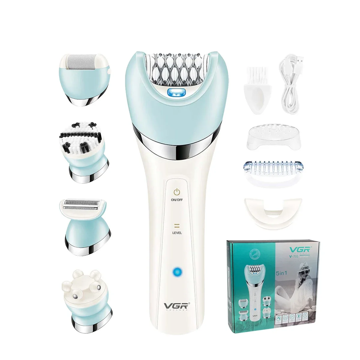 

V-703 5 In 1 Lady Care Set Electric Hair Cutting Machines for Ladies Rechargeable Shaving Machine for Women