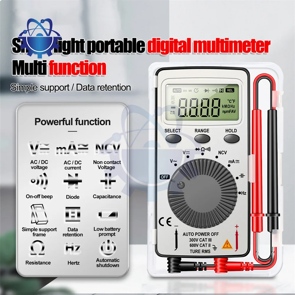 

ANENG AN101 Mini Digital Multimeter Multimetro tester DC/AC Voltage Current lcr Meter Pocket Professional Testers With Test Lead
