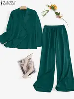 Fashion Women Loose Pants Sets 2023 ZANZEA Long Sleeve Shirts Wide Leg Pants Oversized Office Lady Outfits Tracksuit Streetwears - Image 4