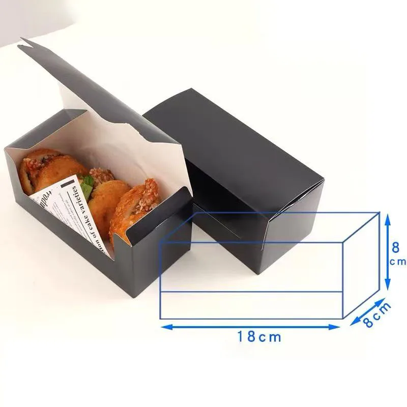 50pcs Black Paper Sandwich Boxes, Disposable Burger, Toast, Bread, Donut, Egg & Pas... - SKU BPHB2315 - UGI Packaging