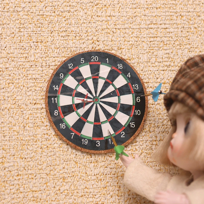 1:6 1:12 Dollhouse Miniature Darts Sports Toys Set Mini Darts  Sports Set Model Home Outdoor Scene Accessories 2