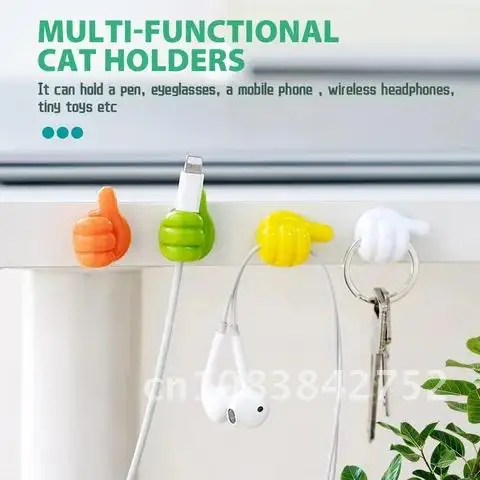 

5/10/20Pcs Wall Hooks Silicone Thumb Cable Management Wire Organizer Hanger Storage Holder For Kitchen Bathroom