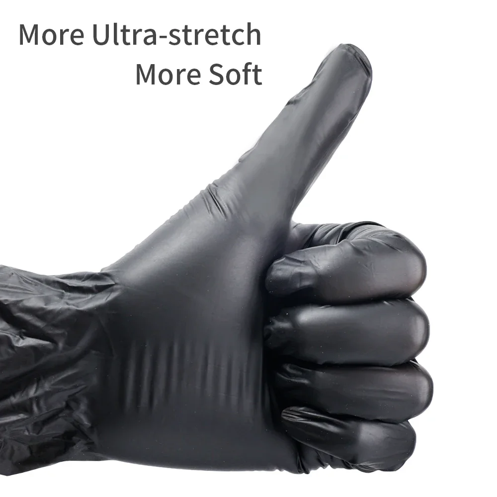 10pcs Nitrile Disposable Gloves Waterproof Food Grade Black Home Kitchen Laboratory Cleaning Gloves Cooking Car Repairing Gloves