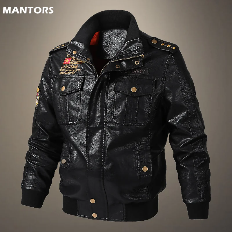 

2023 Autumn Winter Mens Leather Jacket Slim PU Jacket Male Windproof Motorcycle Stand Collar Baseball Jackets Men Oversize 6XL