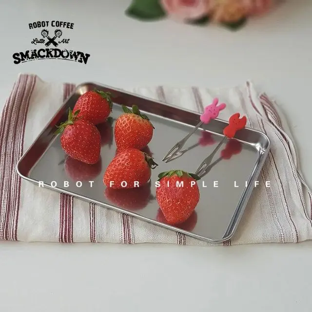 Stainless Steel Plates Snack Cake Dish Dining Dessert Plate Kitchen Dish Tray Coffee Shop Pallet Storage Disk Net