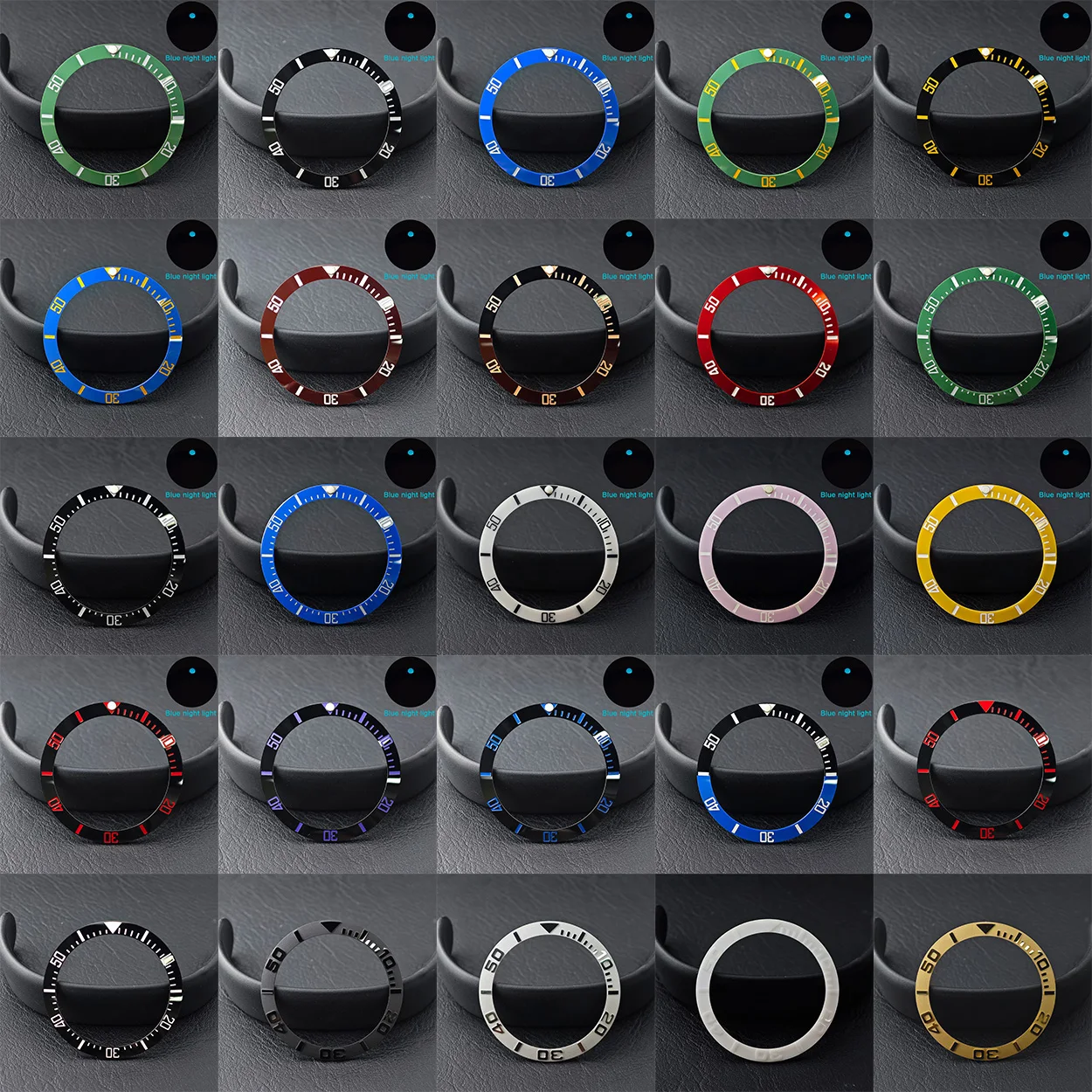 Men's Watch Replacement Bezel Insert with Tilted Ceramic and Carbon Fiber Texture