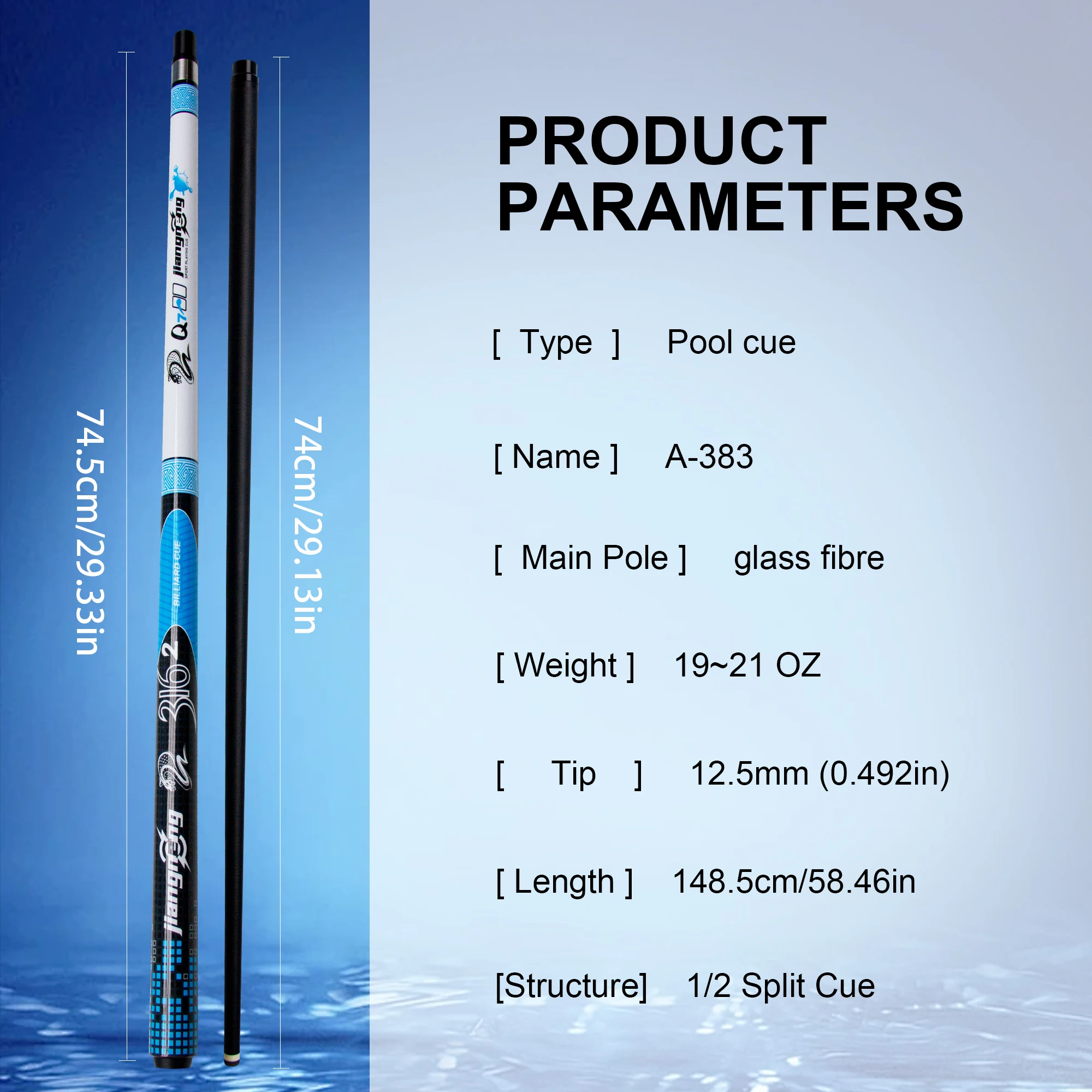Viper Q7 Carbon Pool Cue For Beginners 12.5mm Multi-Layered Tip Smooth Non-Stick Handle