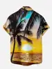 Men's Hawaiian Coconut Tree Pattern Shirts Summer Beach Sunset Shirt Men's Casual Short Sleeved Shirt Exquisite 3D Printed Shirt 2