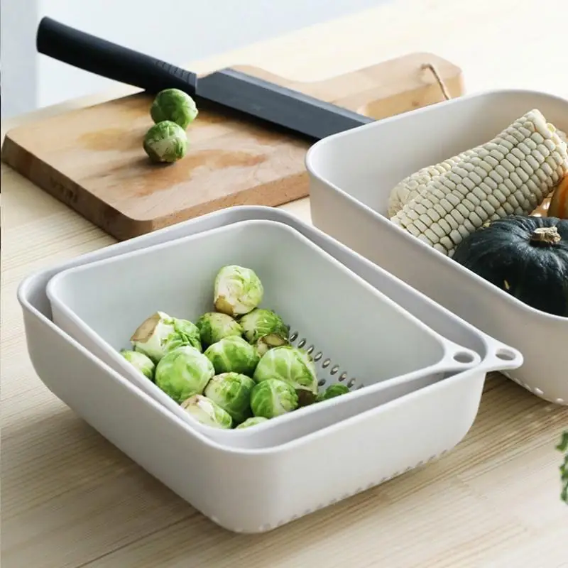 3Pcs Plastic Vegetable Washing Basket Kitchen Fruit Vegetable Asphalt Basket Fruit Storage Basket Fruit Vegetable Asphalt Basket
