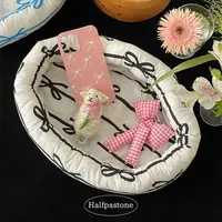Instagram Style Miscellaneous Items Bow Storage Basket, Fabric Jewelry Desktop Storage Basket, Sorting Basket 나비 잡동사니 수납 블루 2