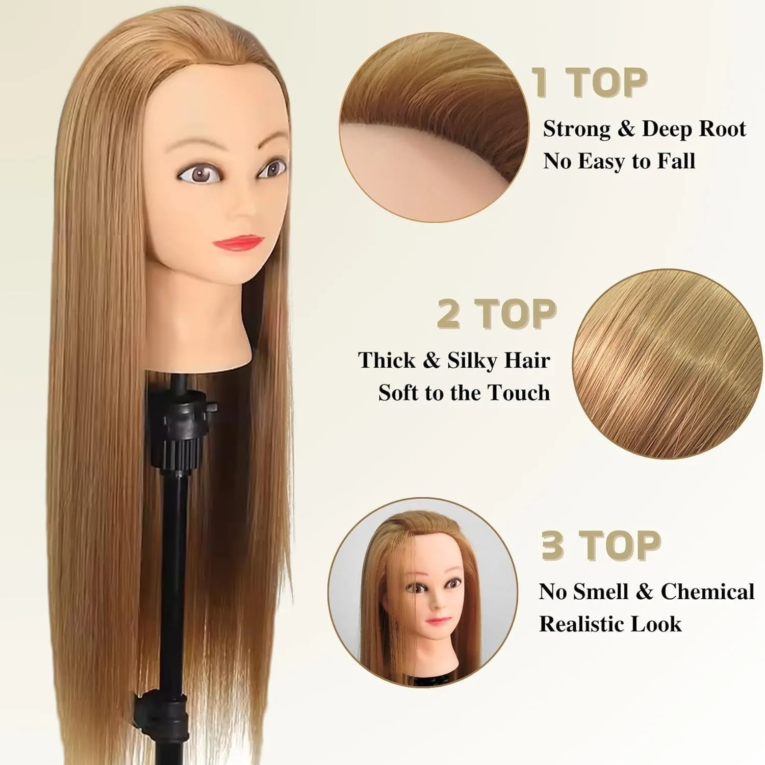 Synthetic Hair Mannequin Head For DIY Braid Styling Practice With Hairdressing Tools