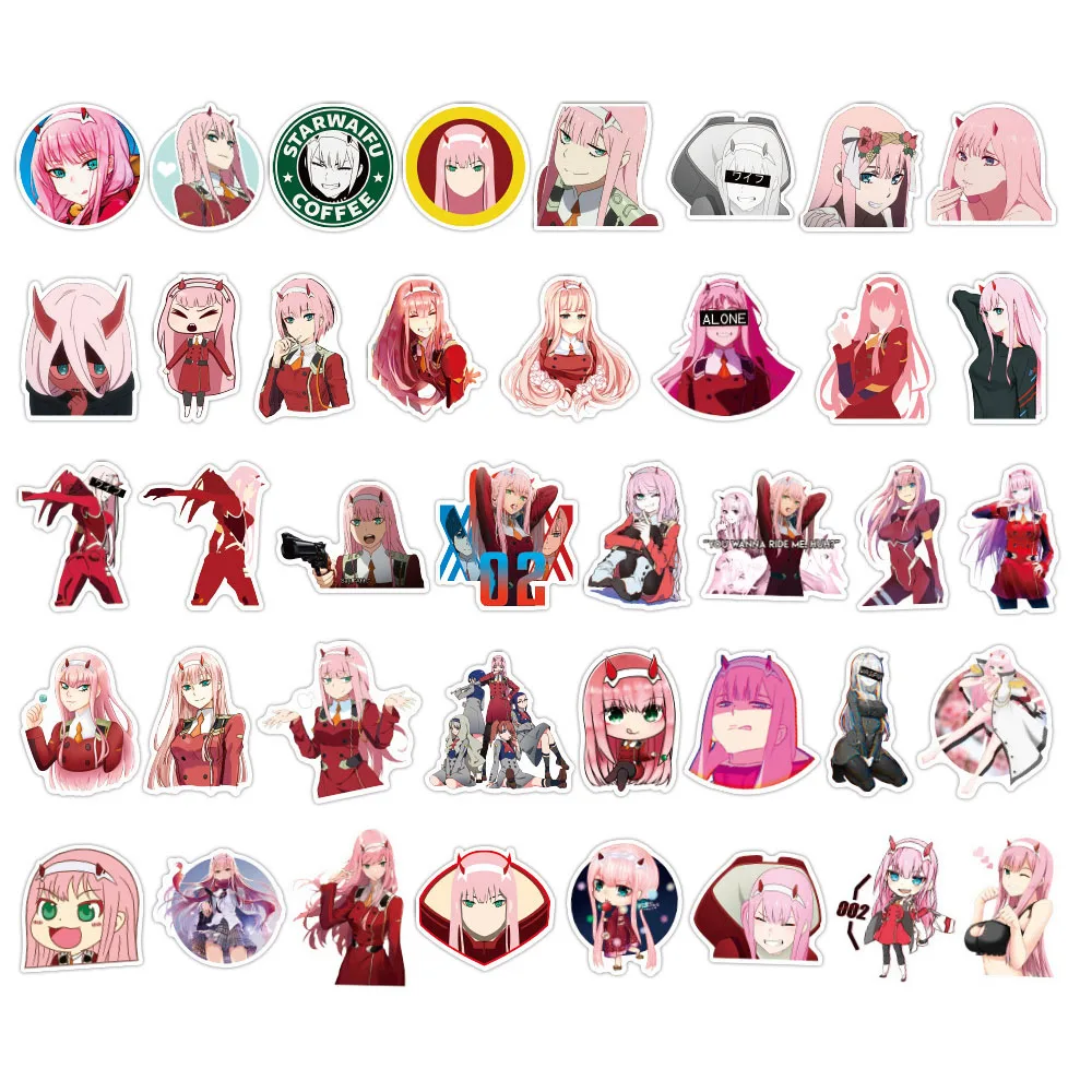 100PCS Riman Darling In The Franxx Graffiti Waterproof Sticker Cartoon Character Zero Two Skateboard Helmet GuitarWholesale images - 6