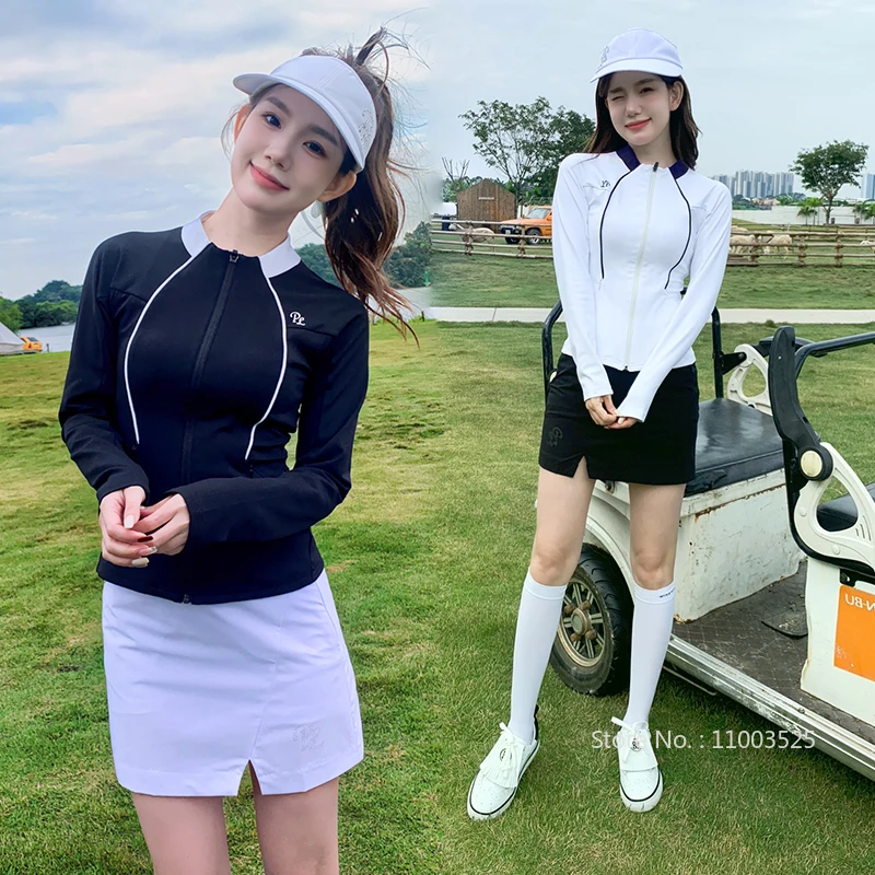 New Golf Women Windproof Jacket Warm Slim Sports Tops Lady Casual Coat Fashion Split Short Skirt Tennis Golf Skorts Suit
