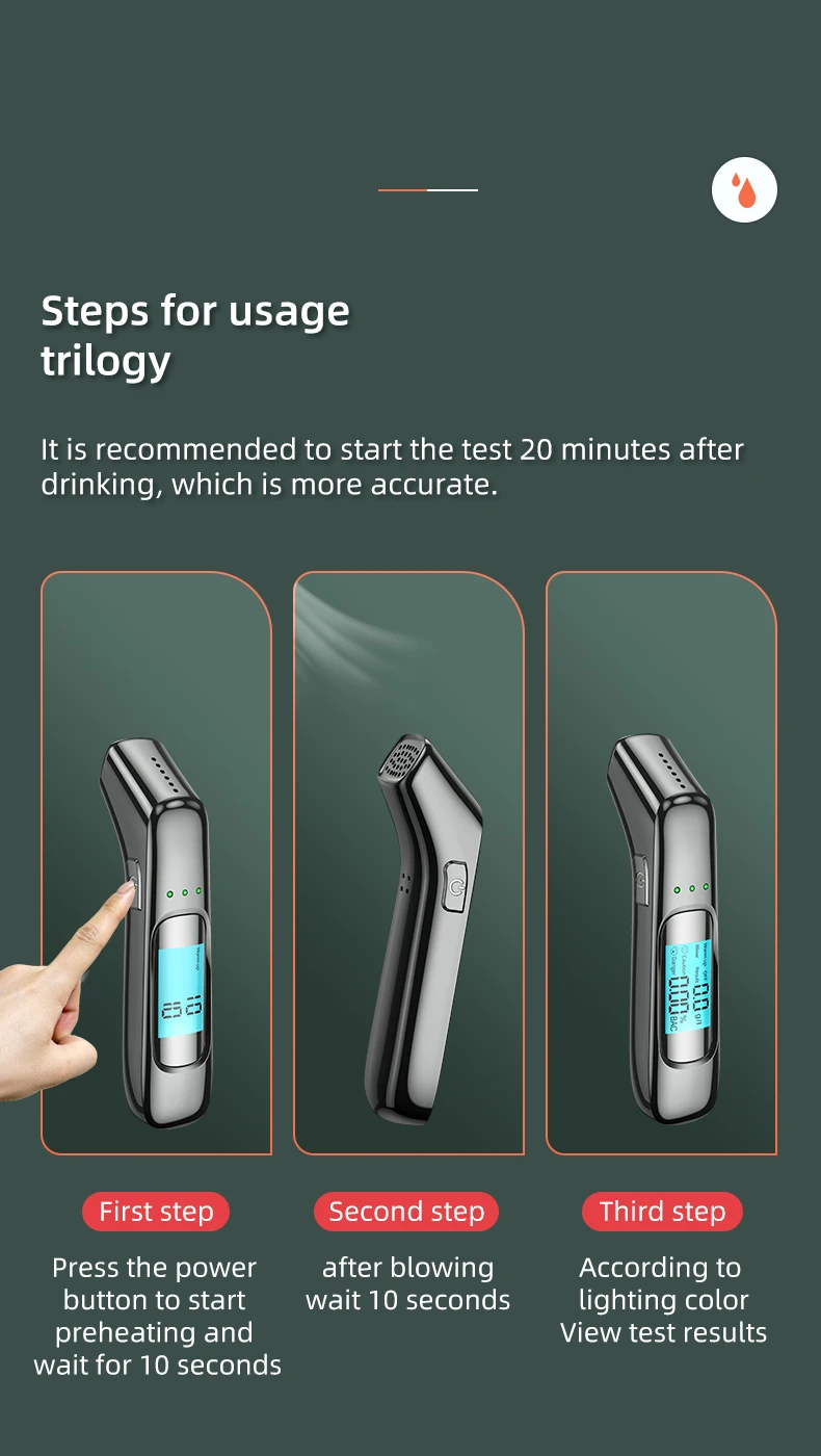 New Professional Breathalyzer Alcohol Tester Accurate Digital LCD Screen 3 Colo