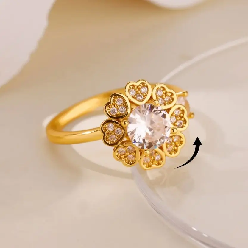 Luxury Fidget Spinner Knuckle Rings For Women Anti Anxiety