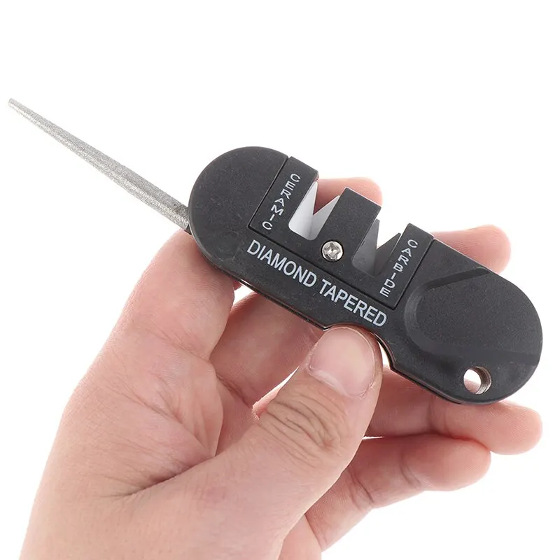 Knife Sharpener 4-in-1 Mini Portable Tungsten Ceramic Carbide Multifunctional Camp Outdoor Tools
