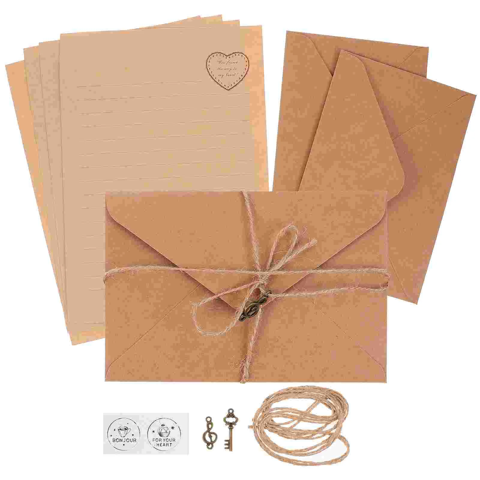

Traveler's Notebook Insert Page Letter Paper Papers Kit Envelope Supply Writing and Envelopes for Retro Stationary Brown