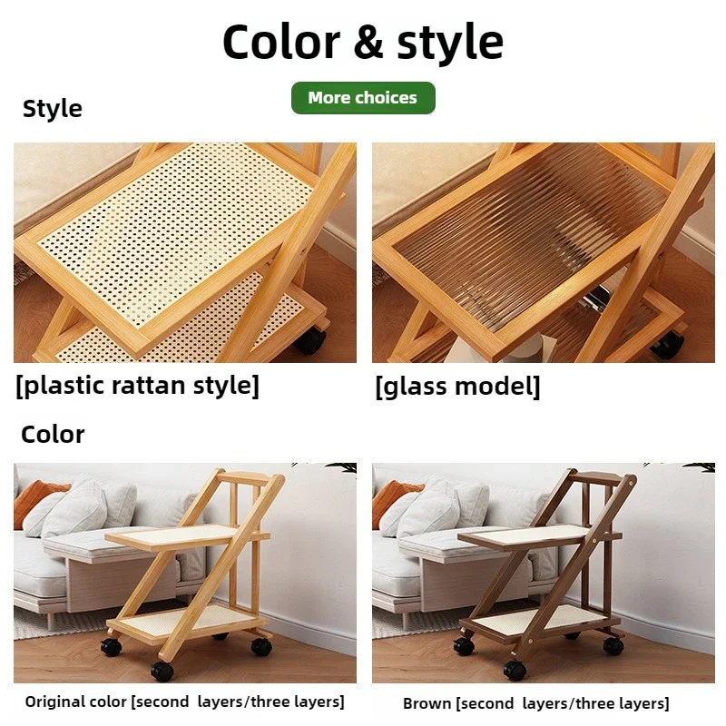 Shelf Floor-to-ceiling mobile trolley Multi-layer storage frame Modern simple household bedroom Bedside frame Sofa side few