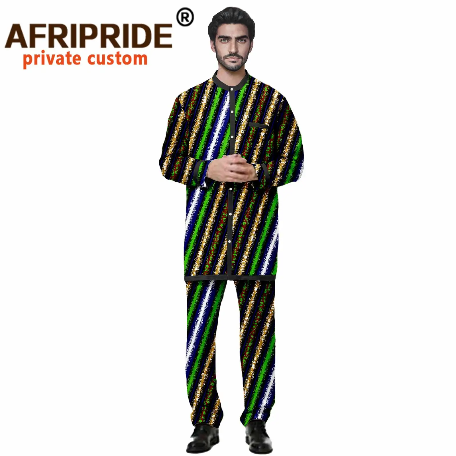 2021 African Men Suits Dashiki Clothing Print Shirts Tops and Long Pants with Pockets 2 Piece Set Ankara Outfit Blouse A2116004 60 pcs long red envelope bag new year pockets gift envelopes lunar calendar spring festival money packets 2022 paper wallet