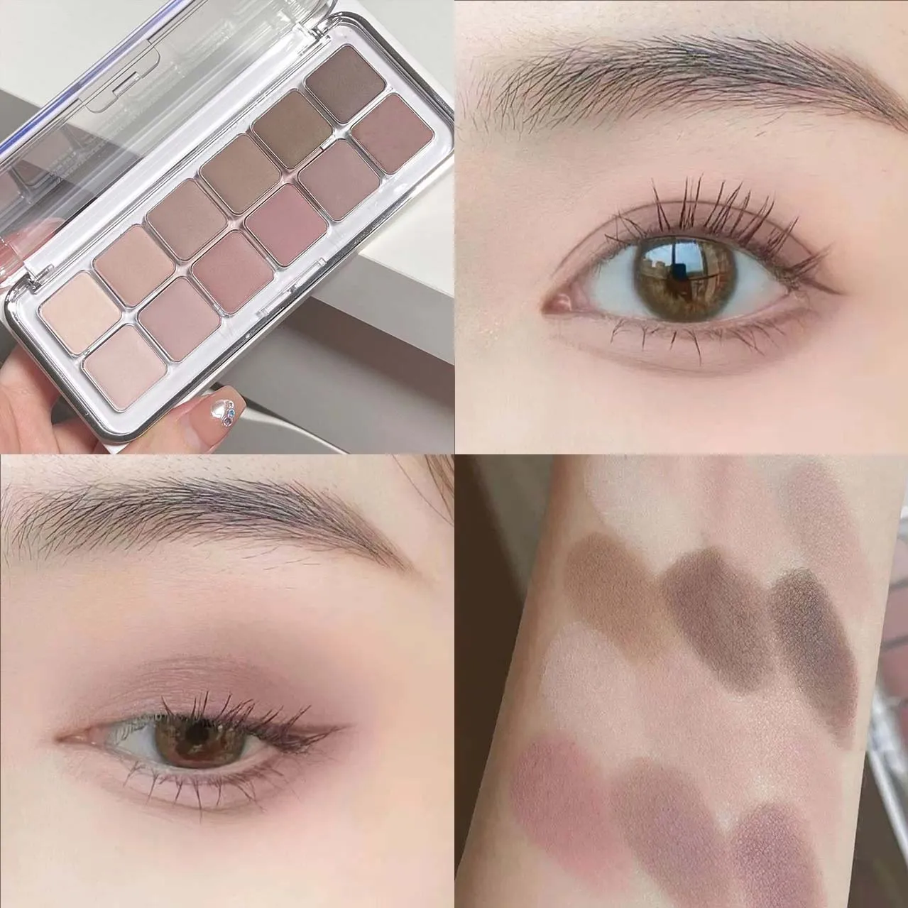 Eye Contour Makeup 12color Eyeshadow Palette Soft Matte Grey Pink Eyeshadow High Pigment Wine Red Brown Eye Shadow for Daily Use - 3