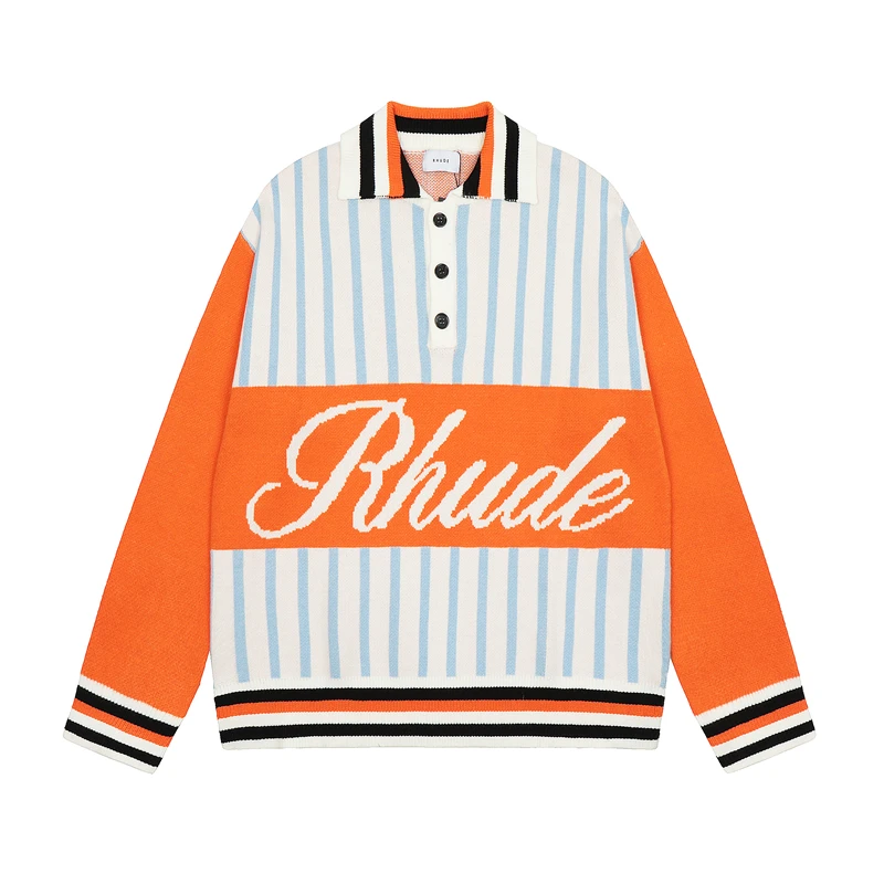

Rhude Jacquard Knit Sweater Men Women 1:1 Top Version Sweatshirts