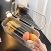 Multifunctional Cosmetic Egg Holder Box with Dustproof Lid - Makeup Brush Lipstick Organizer for Vanity Desk 1