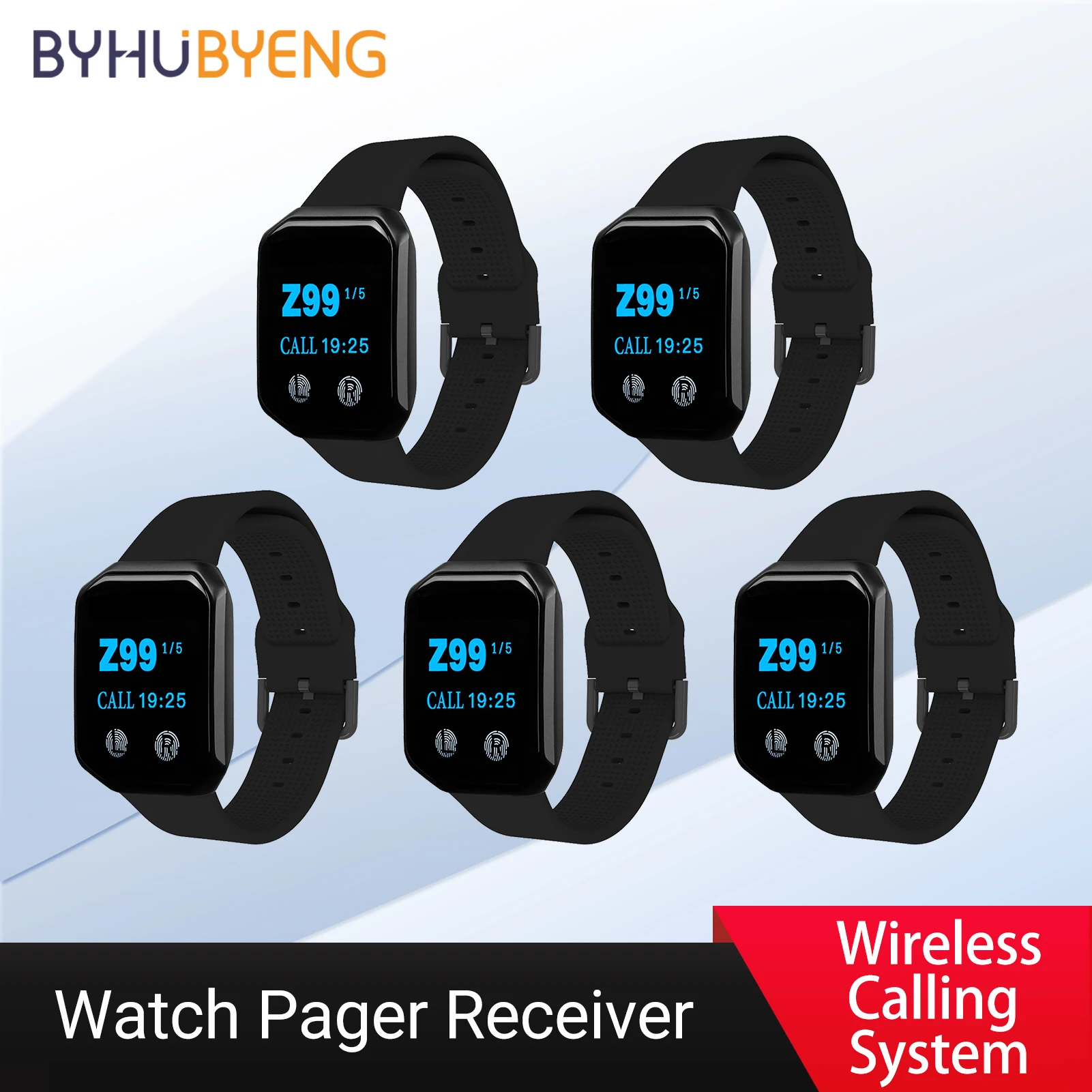 CS-200E Waterproof Wireless Watch Receiver Restaurant Pager Waiter Call 5pcs For Hookah Cafe Office Bar Club Hotel