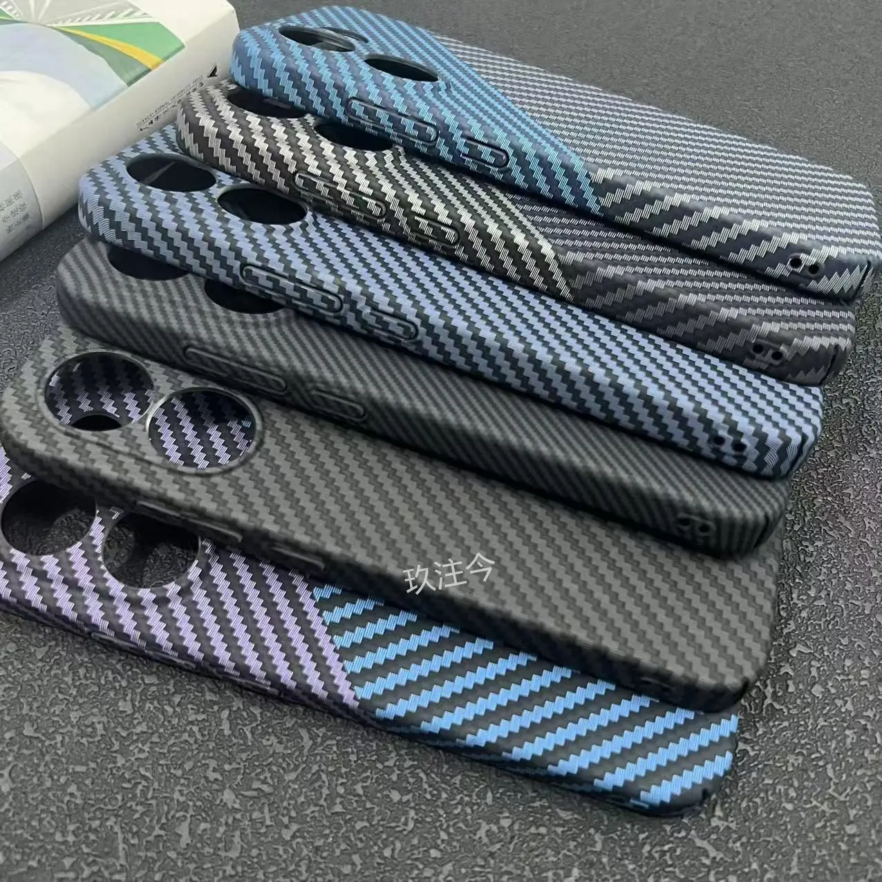 Enhanced Carbon Fiber Stripe Acrylic PC Hard Case - Shockproof, Skin-Friendly Feel