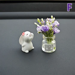 Charming Rose Flower Vase and Rabbit Car Decoration Ornaments (F)