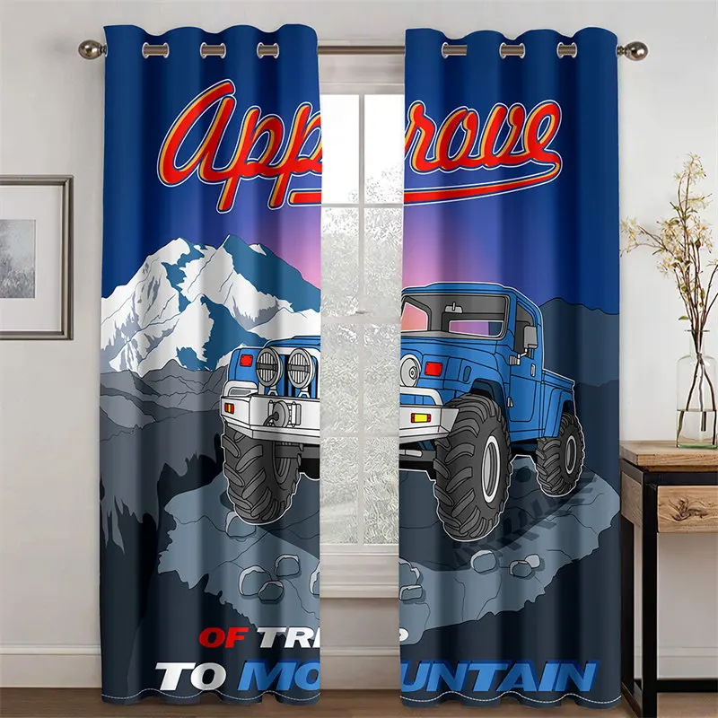 

3D Shading Curtains For Prunting Cool Car Patterns For 2 Piece Living Room Bedroom Decoration