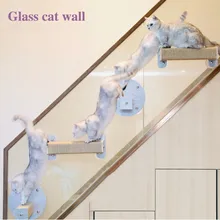 Sky Cat Wall Sucker Cat Climbing Frame Glass Cat Wall Punch-free Transparent Acrylic Hammock Scratcher Cat Toy Cat Litter