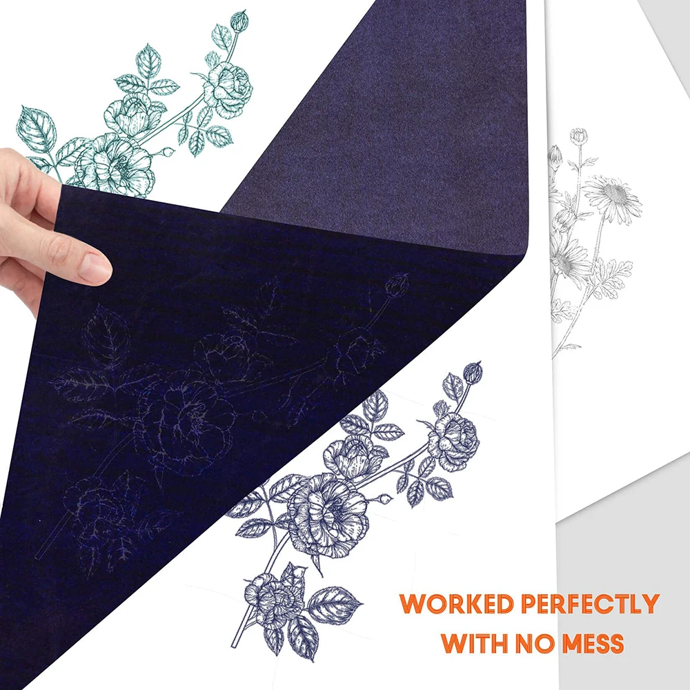 50pcs A4 Graphite Transfer Paper Tracing Painting Sheets Copy Graphite Paper for Drawing Patterns Sketch Canvas Fabric - 3