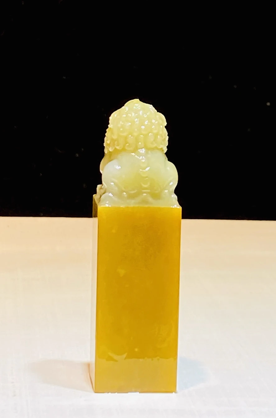 천연 칭톈석 노란색 조각 인장, 2x2x6cm 날짜 도장석 | 중국 조각 재료, 그림 서예 예술 용품