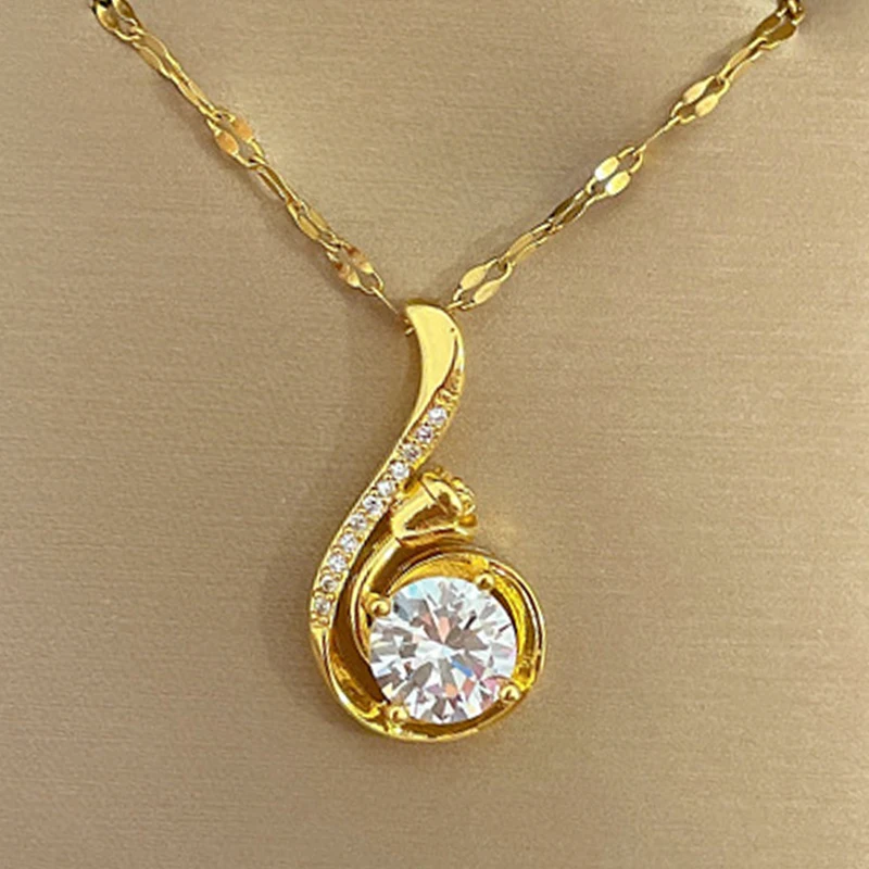 Pendant Necklace for Women Rhinestone Girl Gold Stainless Steel Jewelry Chain Party Birthday Present Gift daughter |