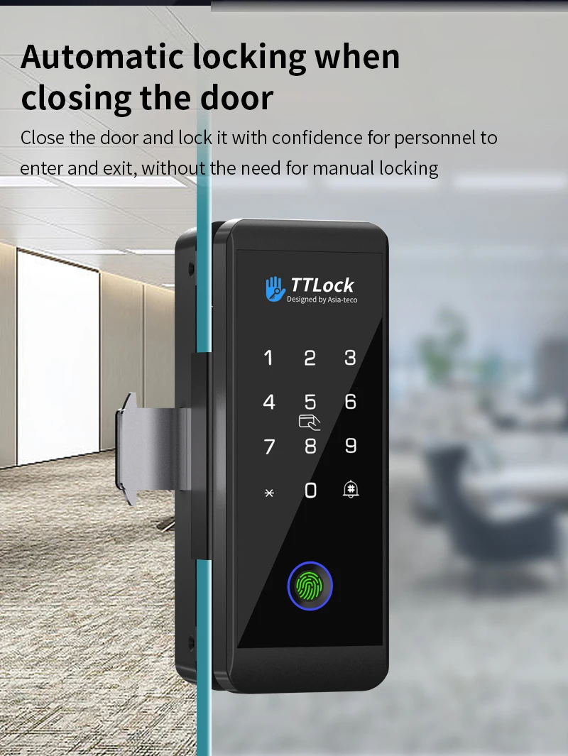 Ttlock APP Wooden Glass Door Lock Bluetooth Remote Unlock Fingerprint App Card P