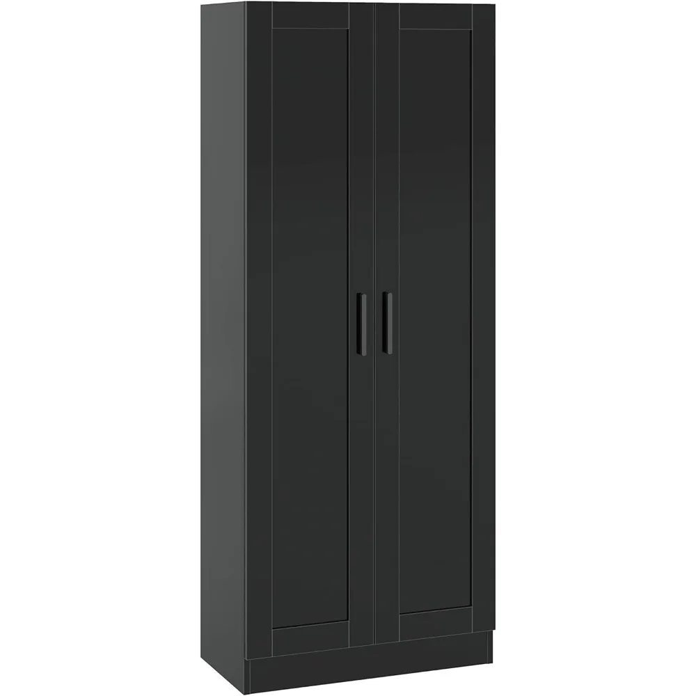 

Wooden wardrobe, narrow cabinet, independent high storage cabinet with 2 doors and shelves