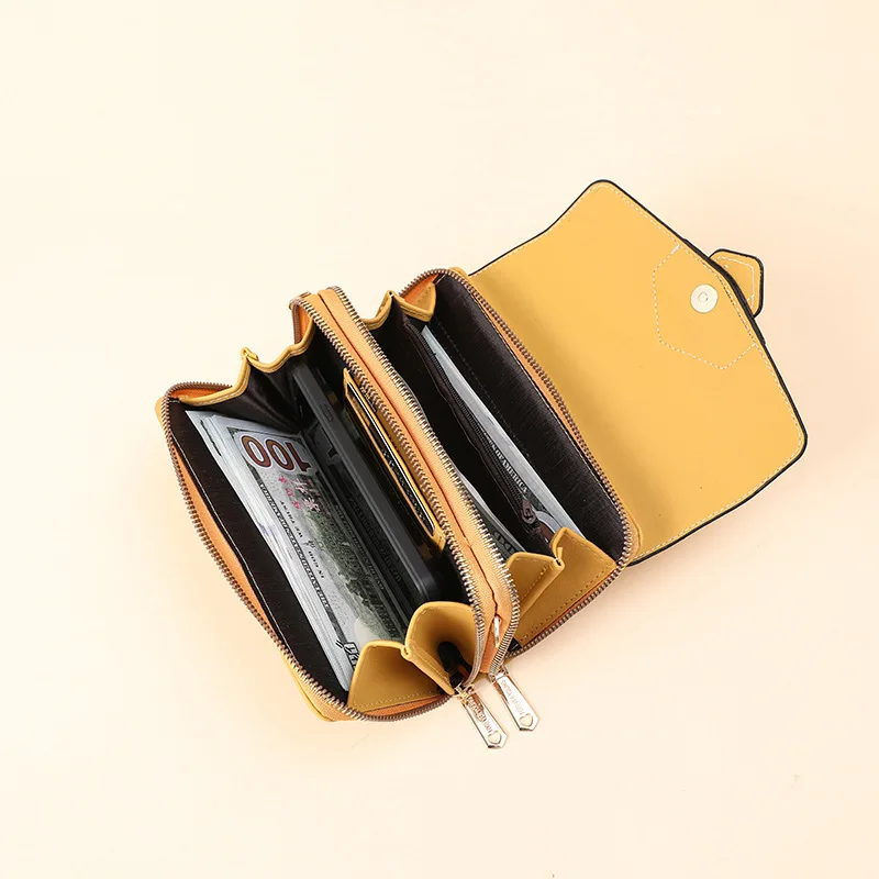PU Leather Women Wallet Luxury Long Zipper Hasp Wrist Purses Retro Design Tassel Clutch Female Card Holder Thin Mobile Phone Bag