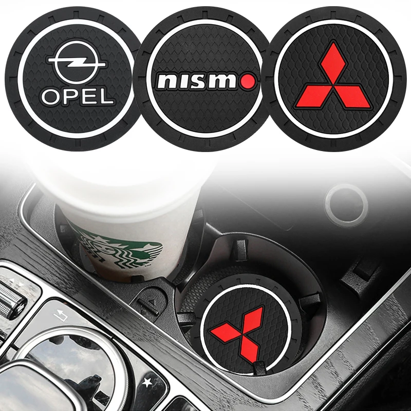 

1pcs Black Car Water Coaster Silicone Non-slip Car Styling Decoration Accessories for Mitsubishi Skoda Nissan Opel Lada Infiniti
