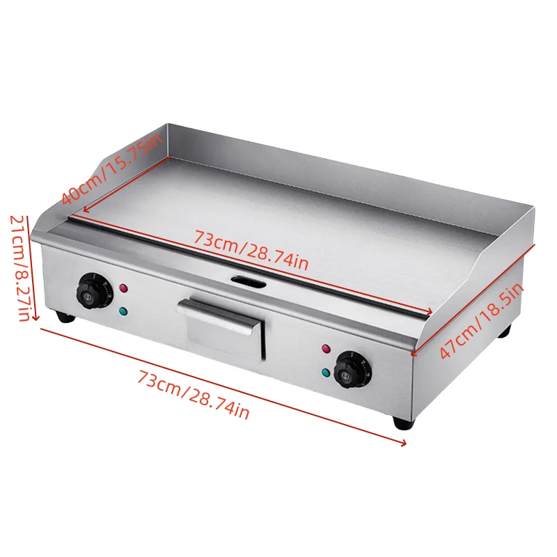 28" Commercial Electric Griddle 110V 3000W Electric Countertop Griddle Non-Stick Restaurant Teppanyaki Flat Top Grill Stainless 4