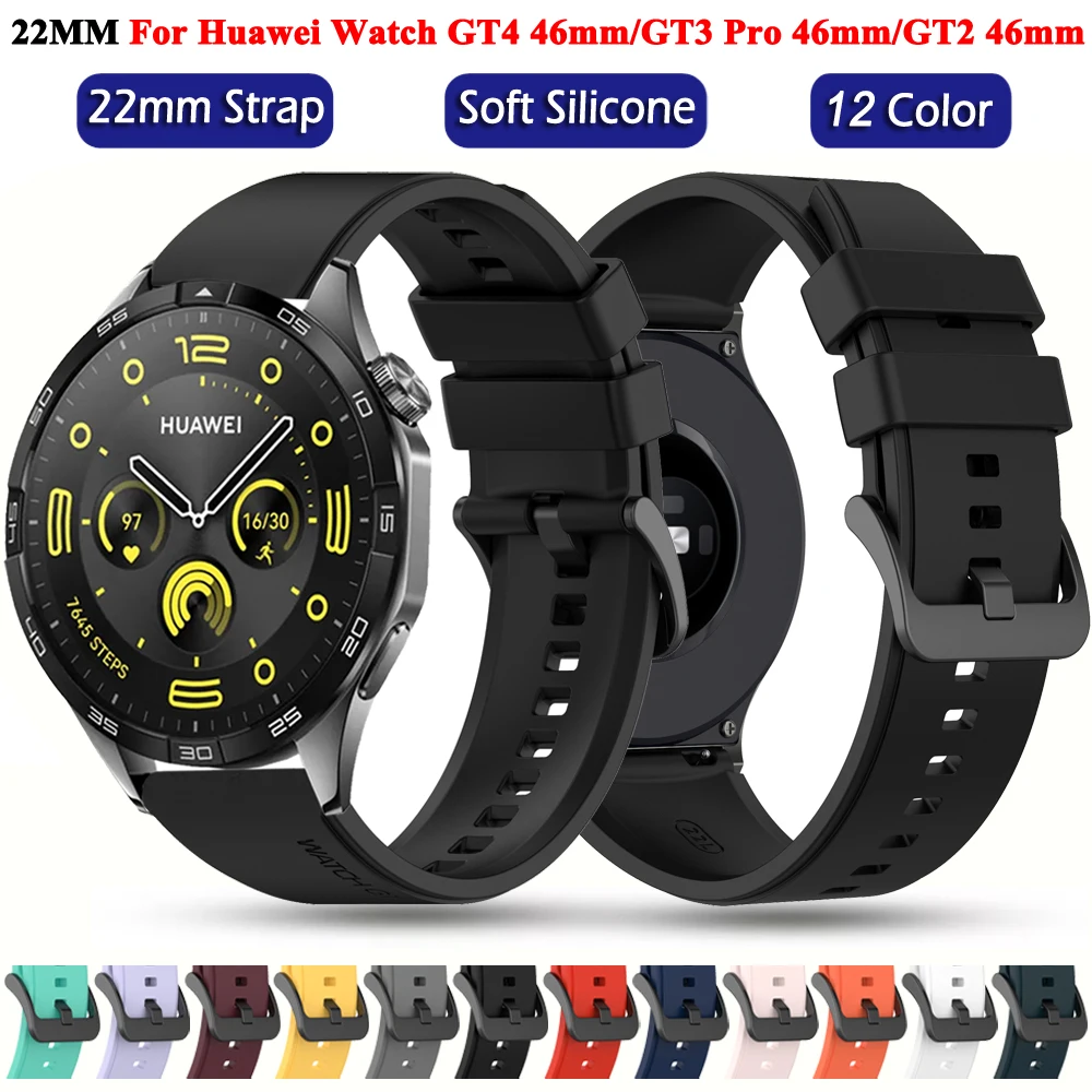 

22mm Silicone Strap For Huawei Watch GT 4 GT4 Bracelet Replacement Band GT2 Pro GT3 Pro 46mm GT 2e Watchband Official Wristband