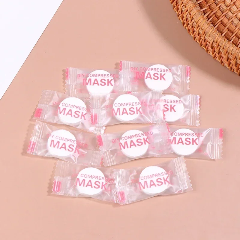 Pack of 50/100 Compressed Disposable Facial Masks - Portable Silk/Cotton Skin Care Towelettes