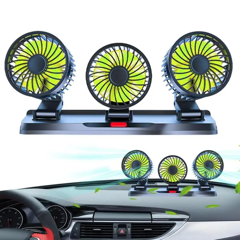 

USB Car Fan Double/Three Head Car Cooling Fan Auto Fan Vehicle Fan 360 Degree Rotation 3 Speeds Strong Wind Fan For Truck SUV