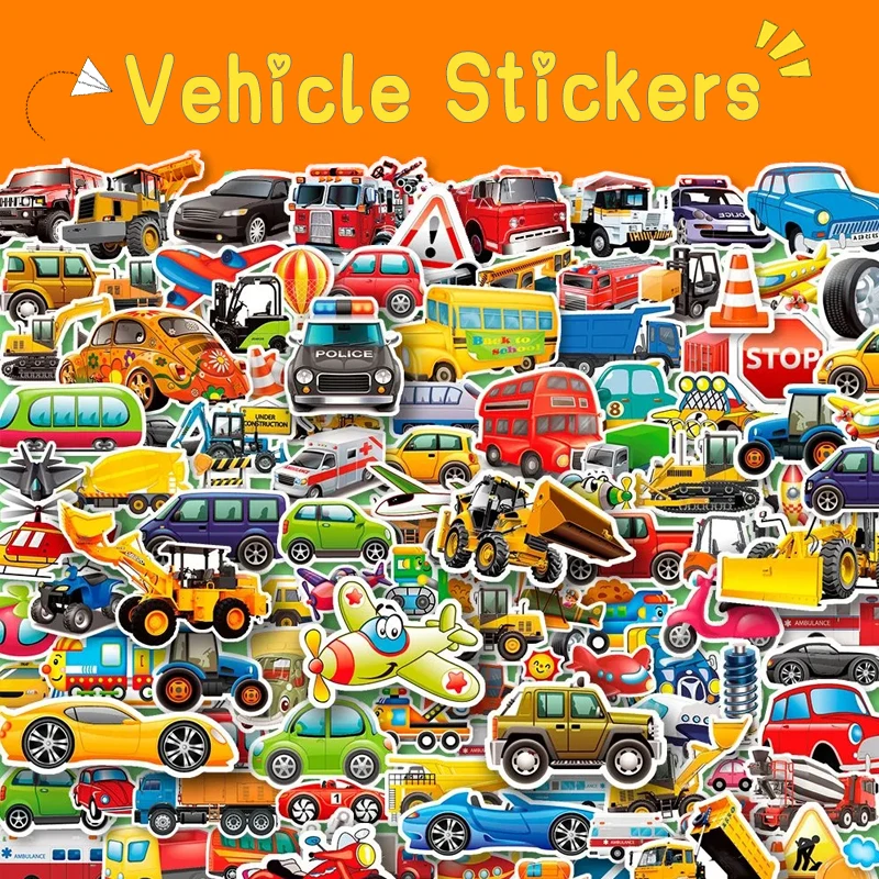 thumbnail image 2 of 50PCS Cartoon Truck Stickers For Kids - Waterproof Vehicle Decals For Water Bottles, Laptops & Skateboards 2 of 10