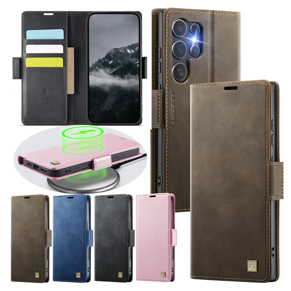 Leather Wallet Case with MagSafe Flip Cover and Card Slots