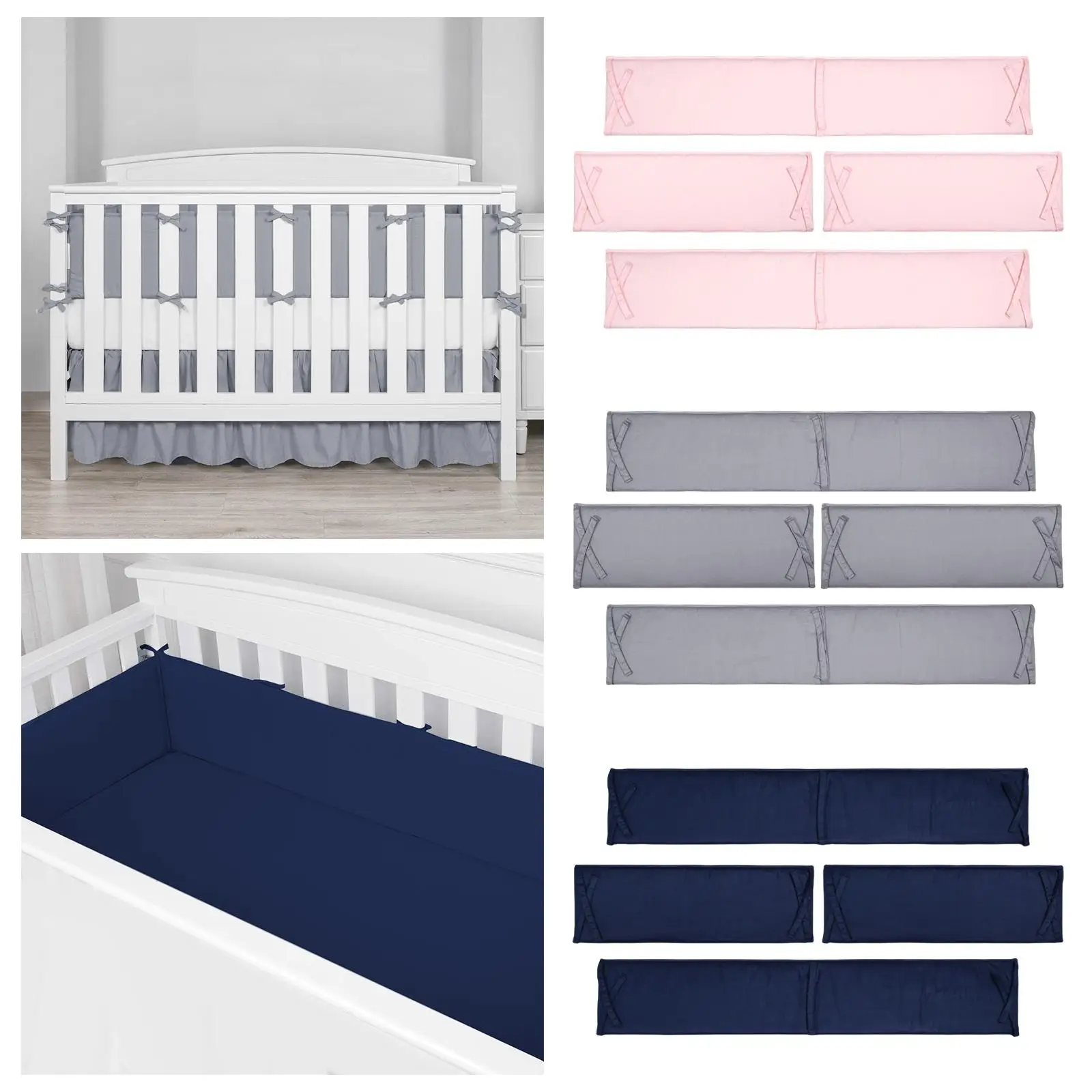 4Pcs Baby Newborns Room Bedding Girl Crib Bedding Set Infant Crib Fence Protector